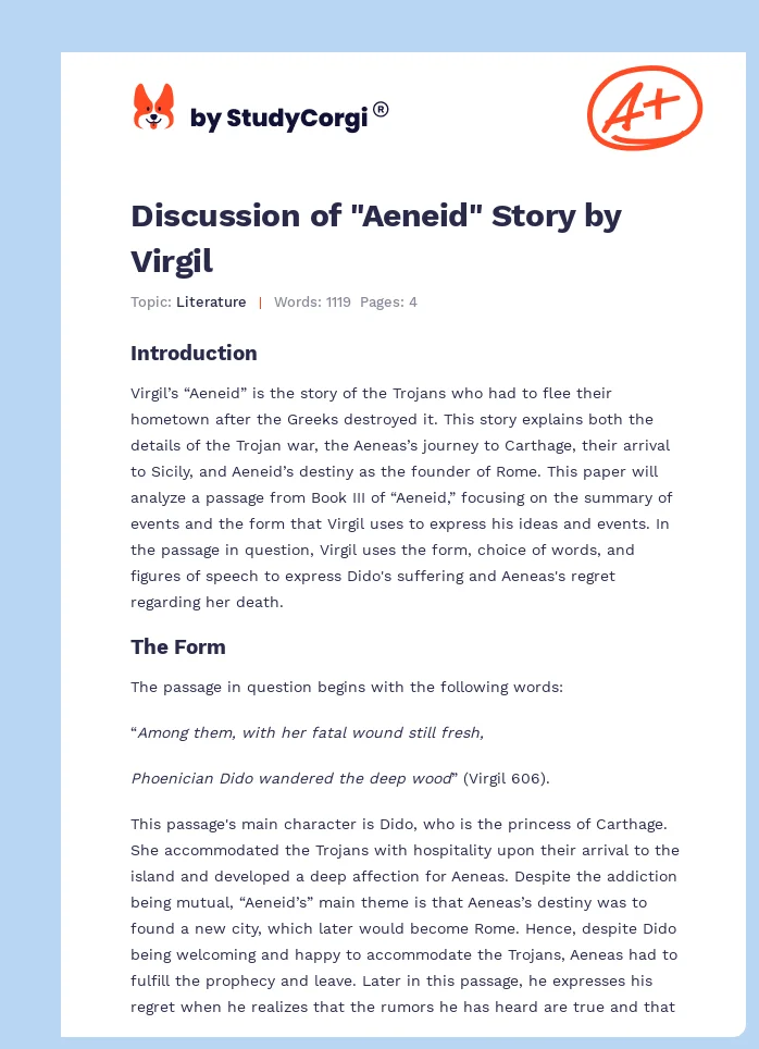 Discussion of "Aeneid" Story by Virgil. Page 1