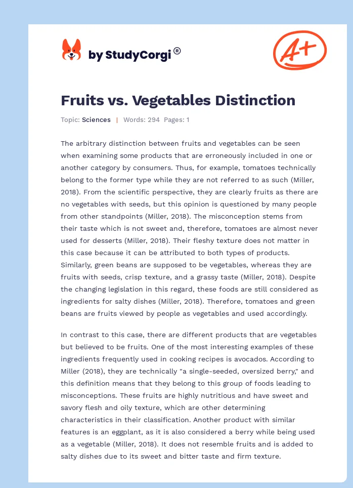 Fruits vs. Vegetables Distinction. Page 1