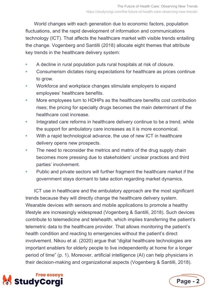 The Future of Health Care: Observing New Trends. Page 2