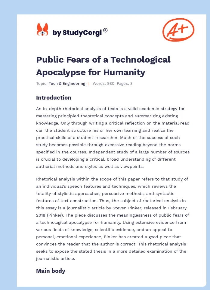 Public Fears of a Technological Apocalypse for Humanity. Page 1