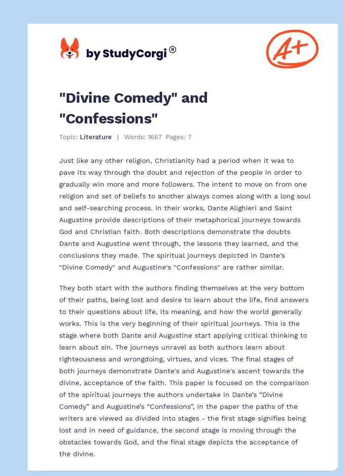 "Divine Comedy" and "Confessions". Page 1