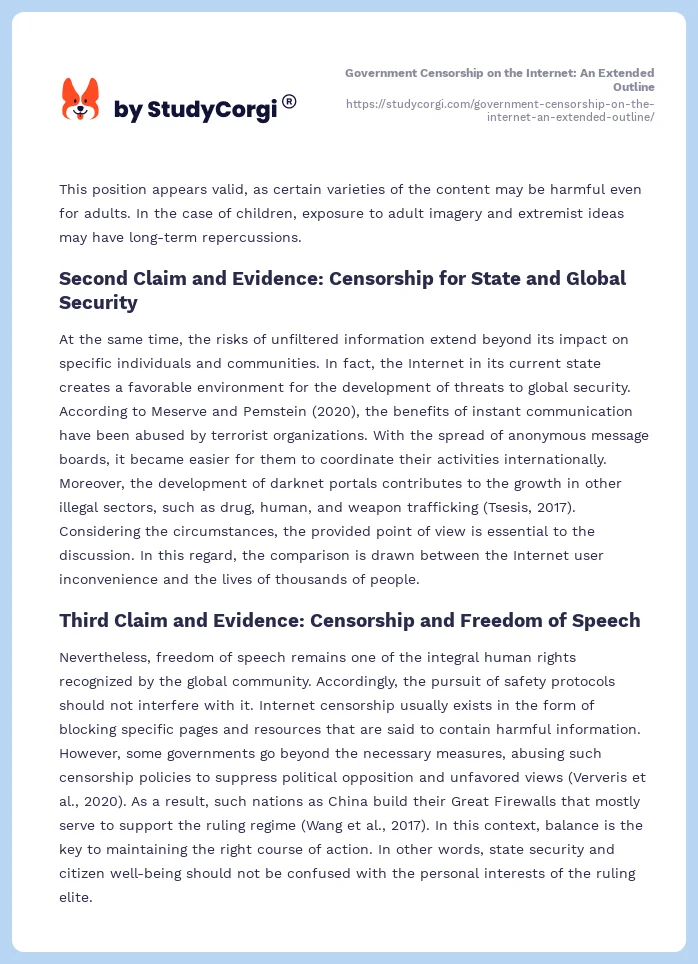 Government Censorship on the Internet: An Extended Outline. Page 2