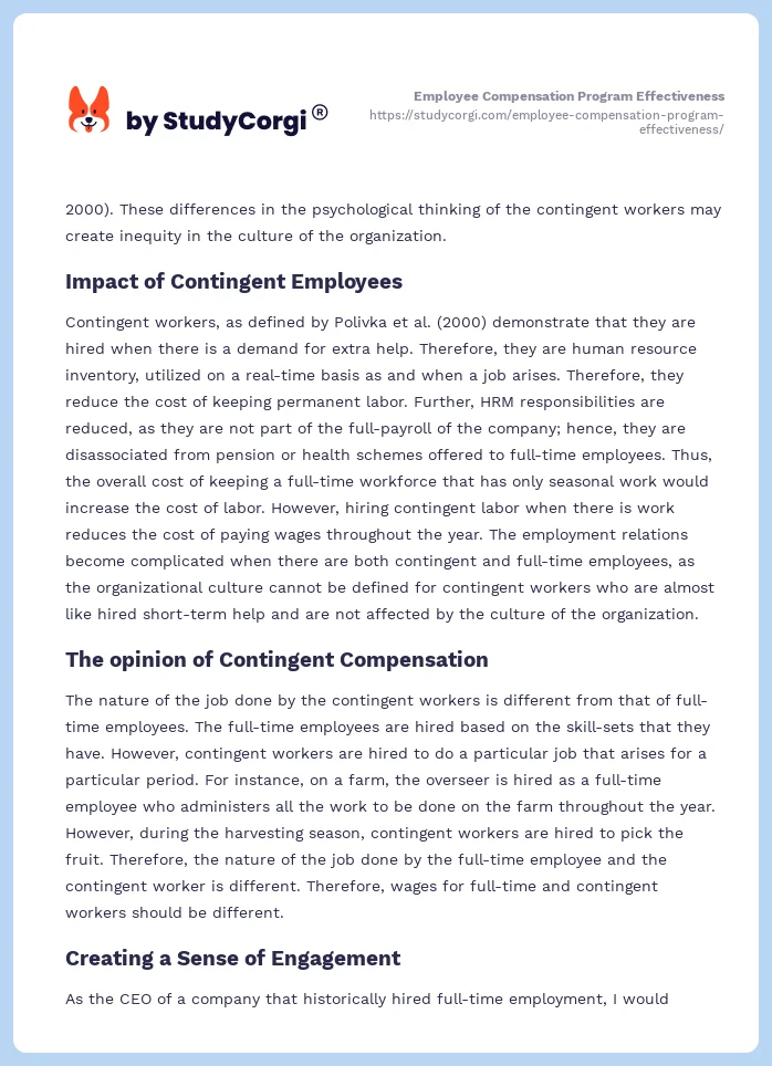 Employee Compensation Program Effectiveness. Page 2