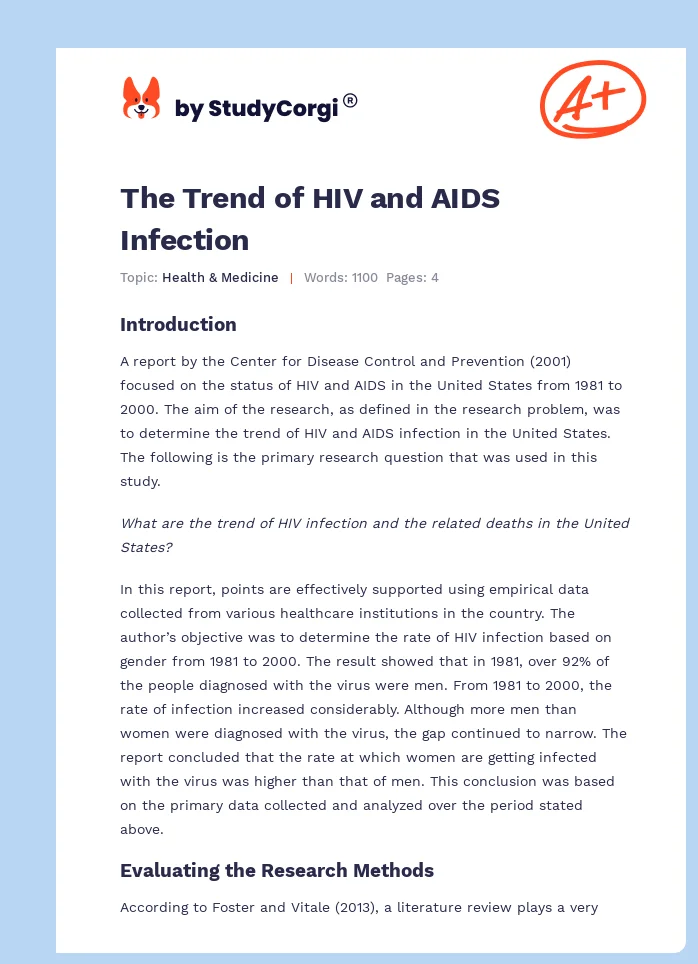 The Trend of HIV and AIDS Infection. Page 1