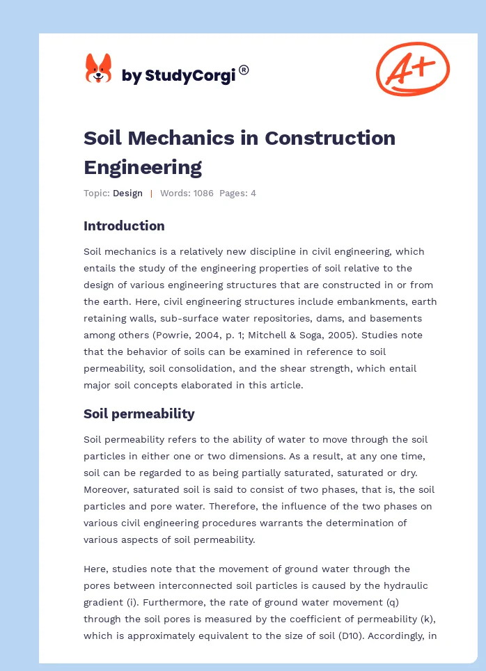 Soil Mechanics in Construction Engineering. Page 1