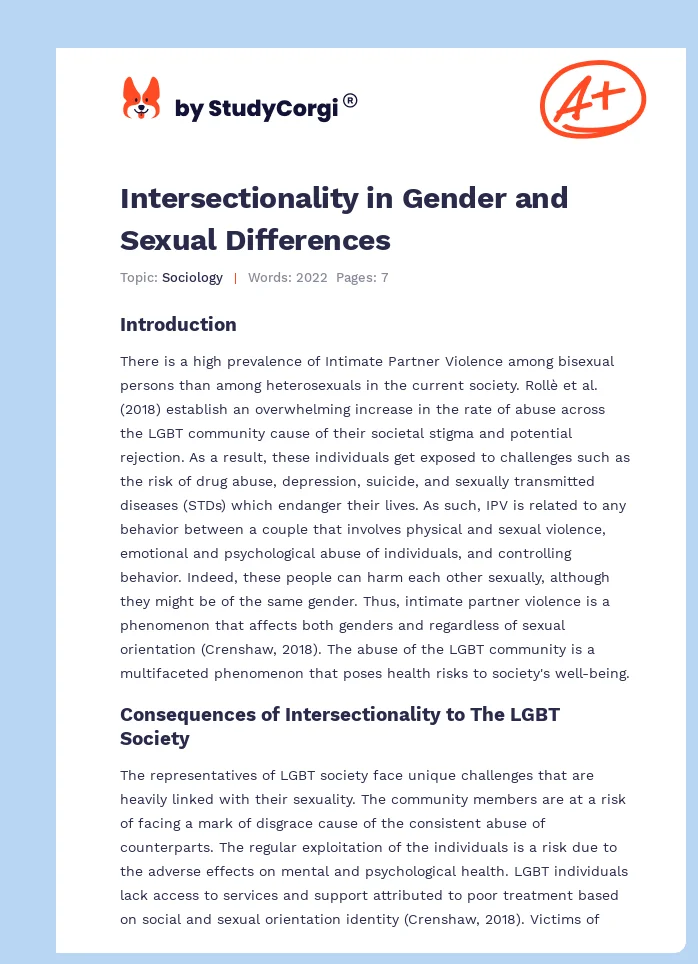 Intersectionality in Gender and Sexual Differences. Page 1