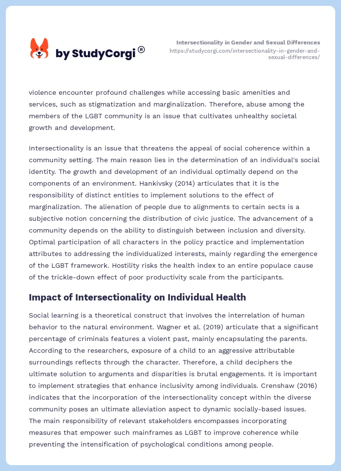 Intersectionality in Gender and Sexual Differences. Page 2