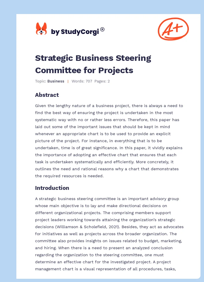 Strategic Business Steering Committee for Projects. Page 1