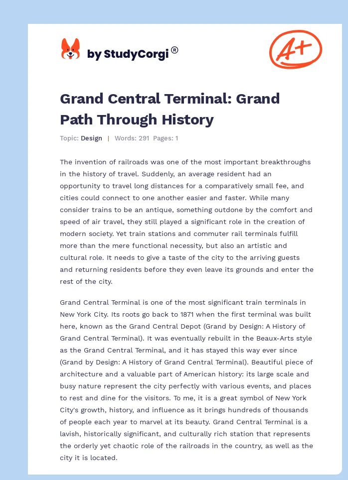 Grand Central Terminal: Grand Path Through History. Page 1