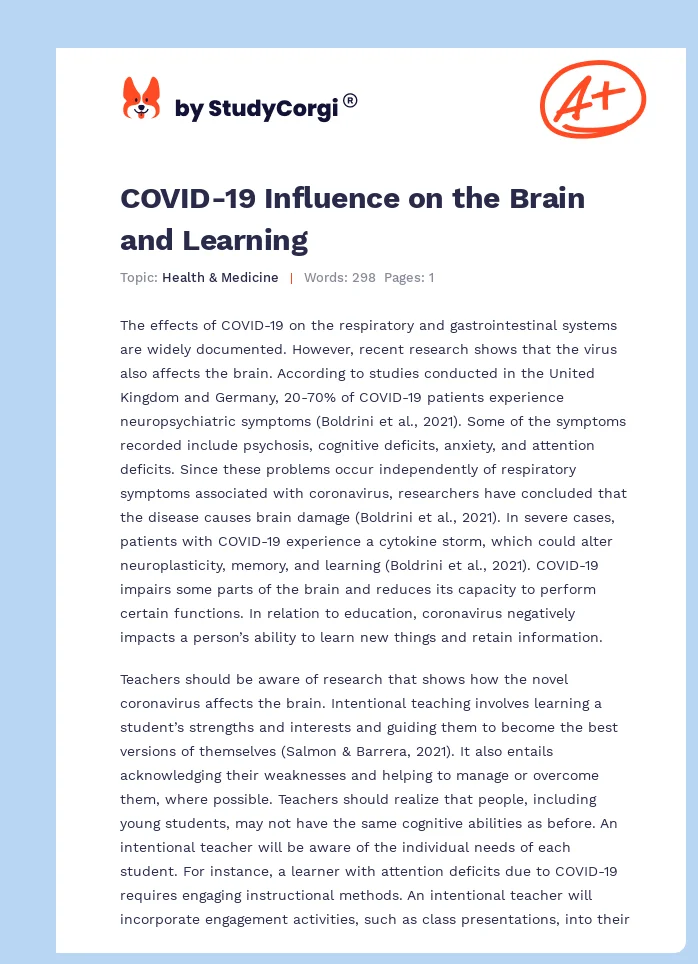 COVID-19 Influence on the Brain and Learning. Page 1