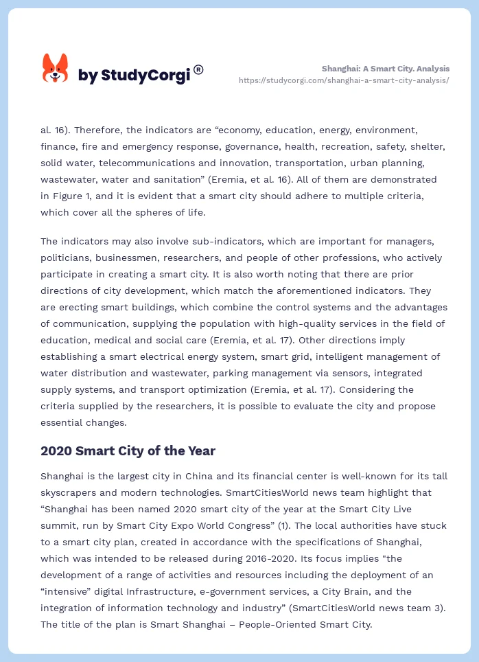 Shanghai: A Smart City. Analysis. Page 2