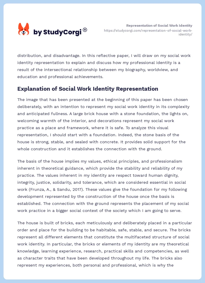 Representation of Social Work Identity. Page 2