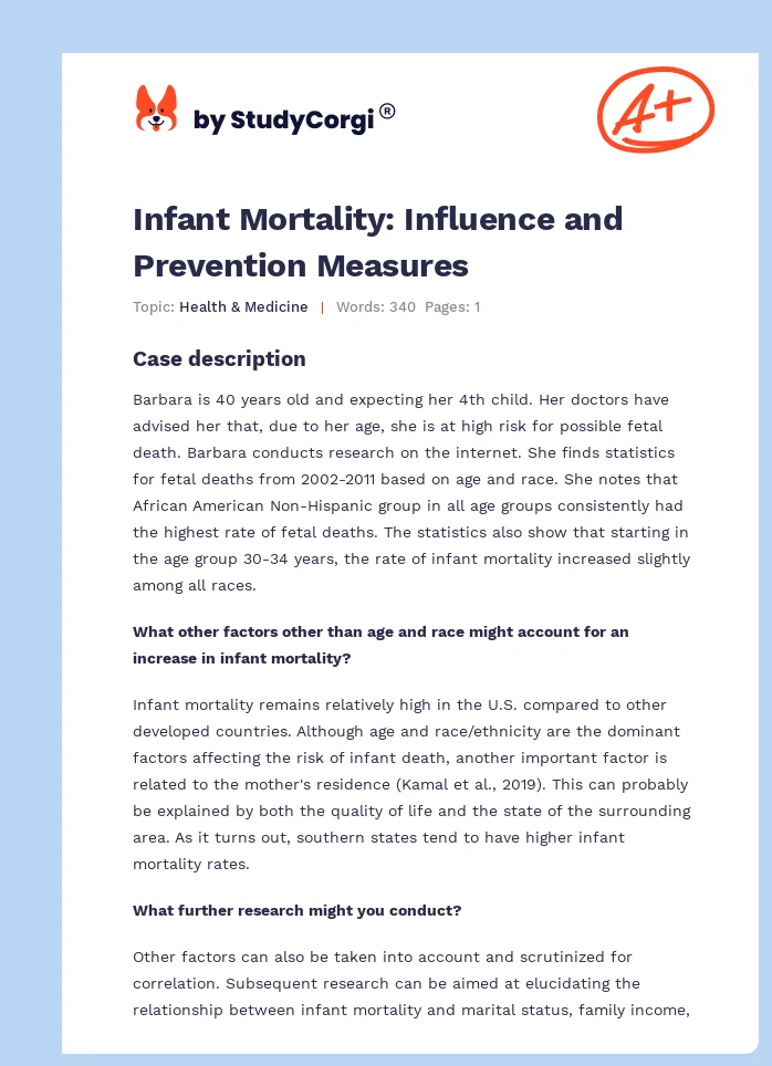Infant Mortality: Influence and Prevention Measures. Page 1