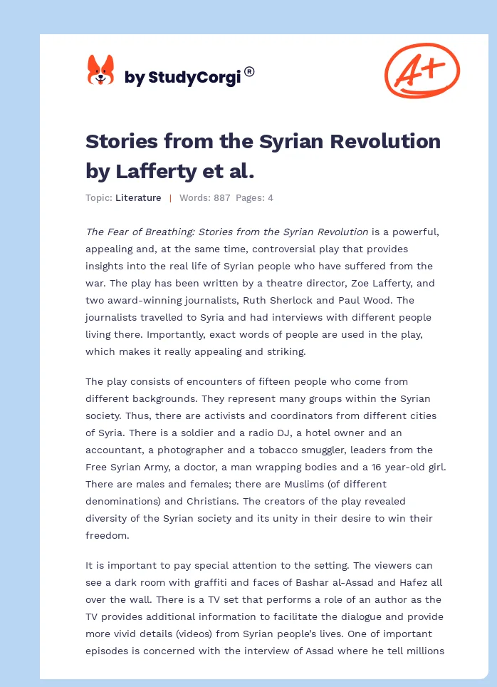 Stories from the Syrian Revolution by Lafferty et al.. Page 1