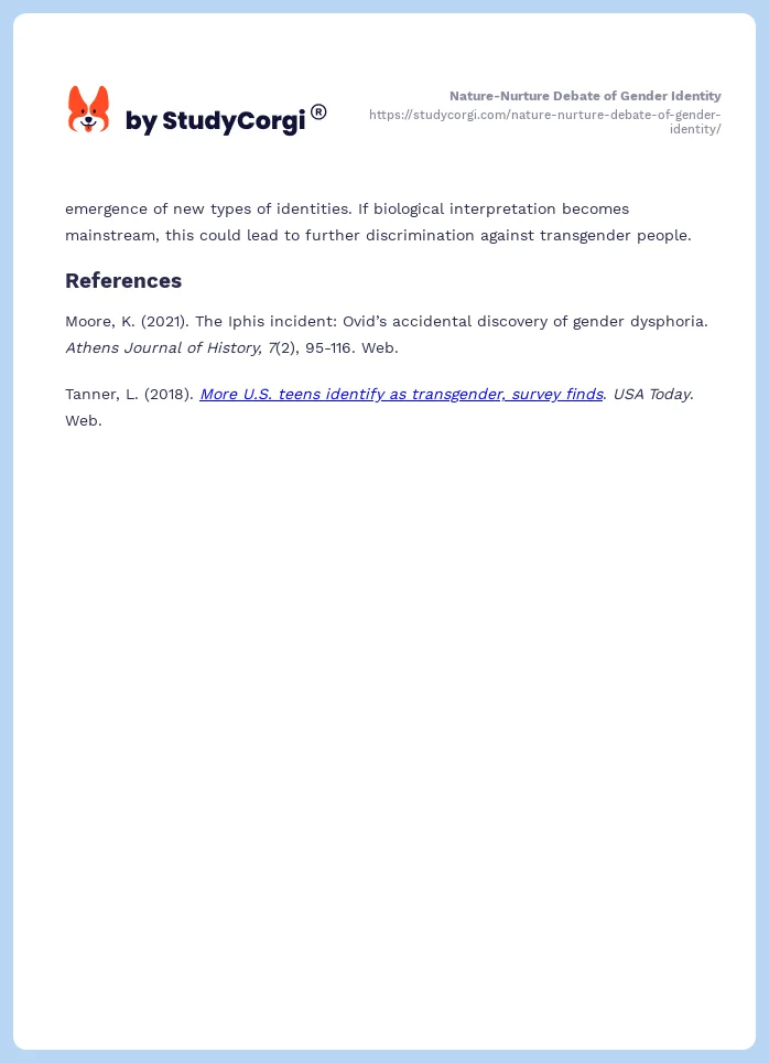 Nature-Nurture Debate of Gender Identity. Page 2