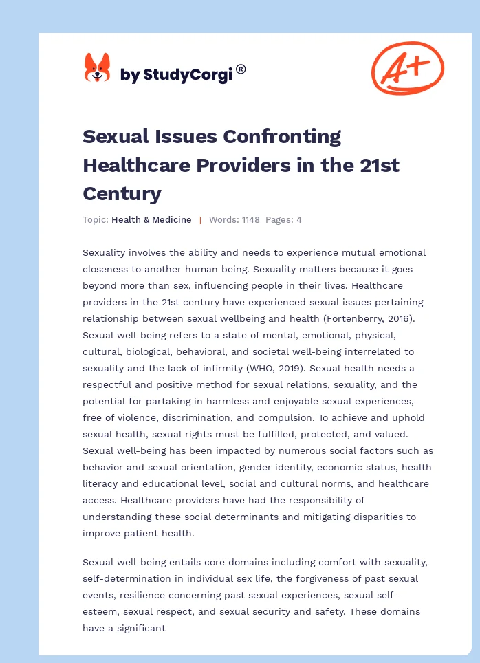 Sexual Issues Confronting Healthcare Providers in the 21st Century. Page 1