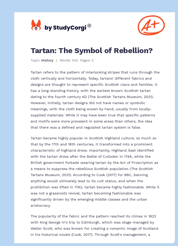 Tartan: The Symbol of Rebellion?. Page 1