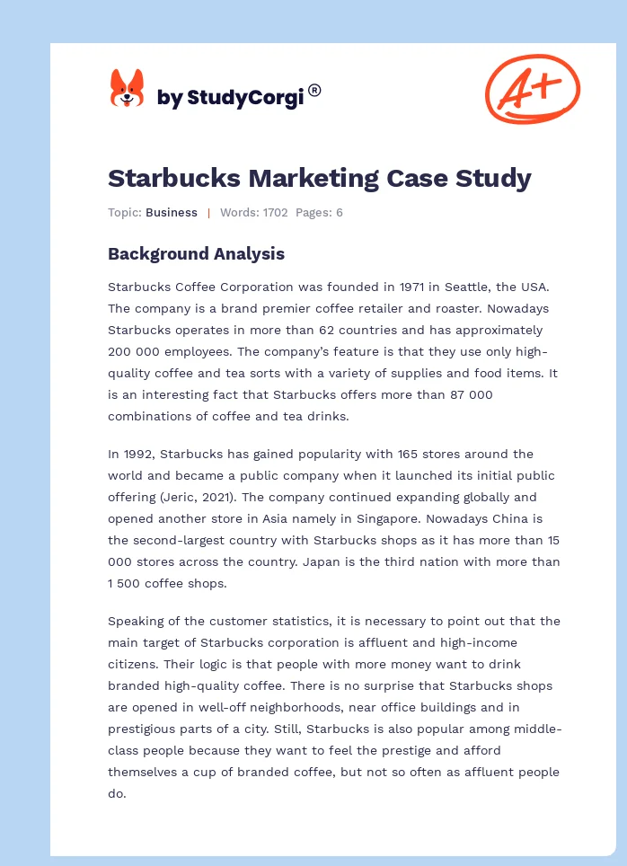 Starbucks Marketing Case Study. Page 1