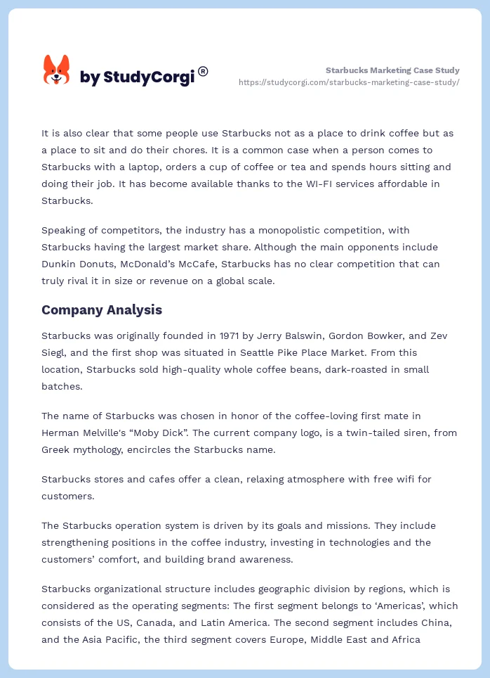 Starbucks Marketing Case Study. Page 2