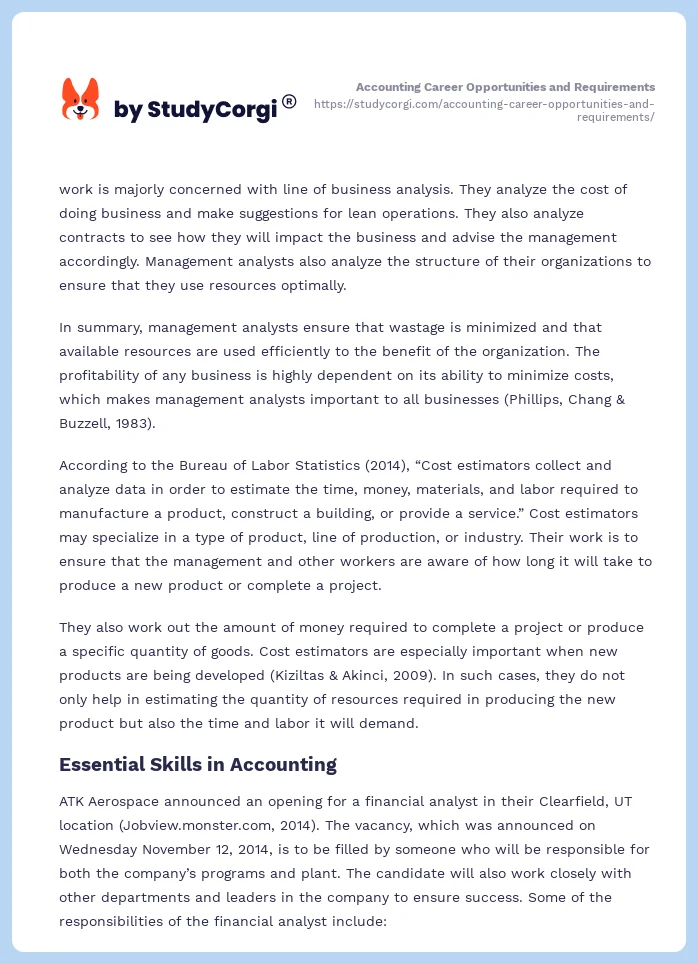 Accounting Career Opportunities and Requirements. Page 2