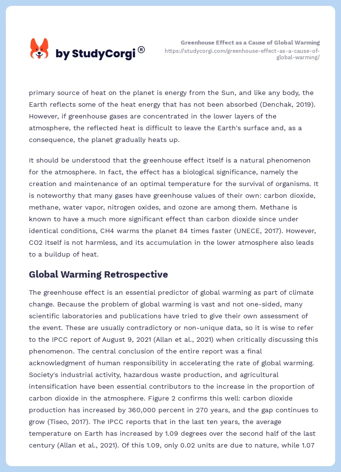Greenhouse Effect as a Cause of Global Warming. Page 2