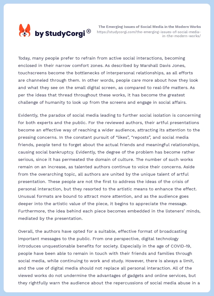 The Emerging Issues of Social Media in the Modern Works. Page 2
