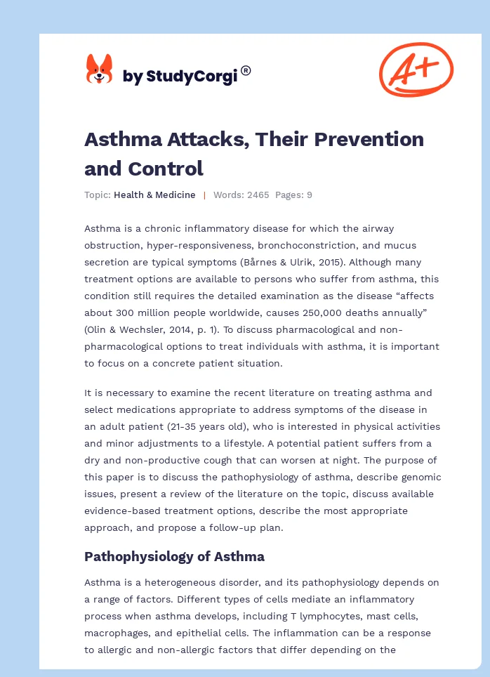 Asthma Attacks, Their Prevention and Control. Page 1