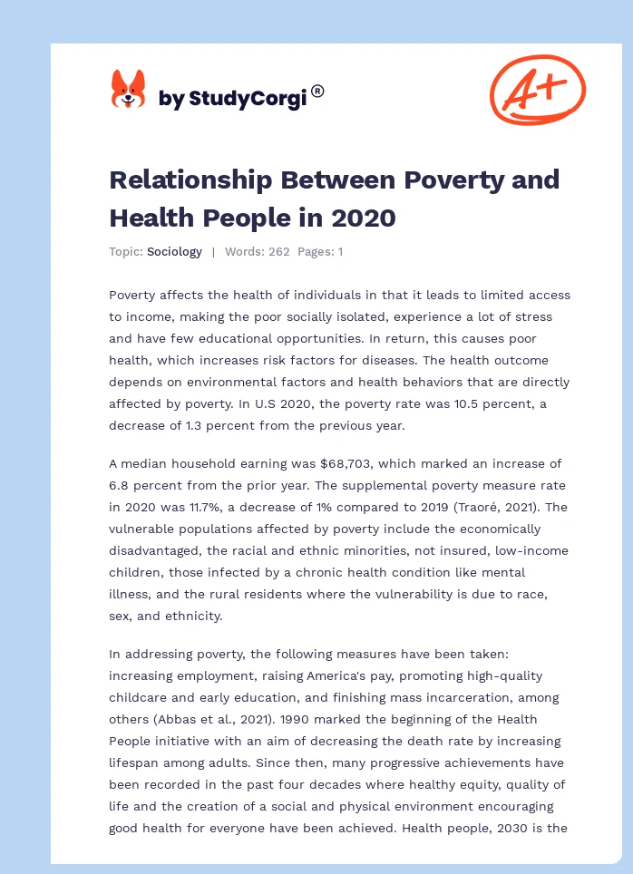 Relationship Between Poverty and Health People in 2020. Page 1