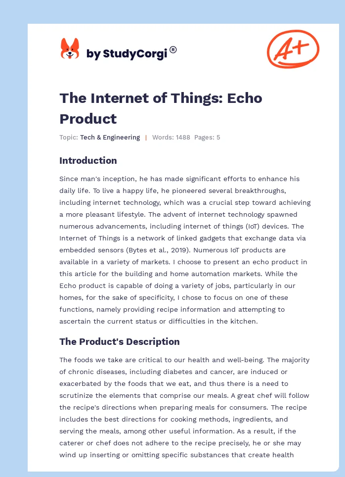 The Internet of Things: Echo Product. Page 1