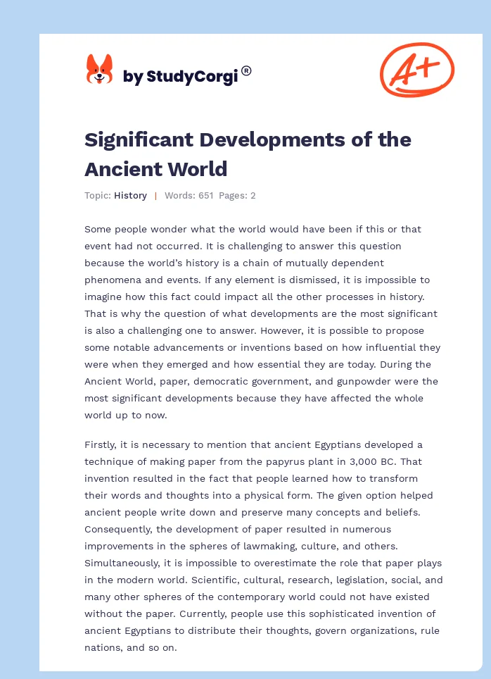 Significant Developments of the Ancient World. Page 1