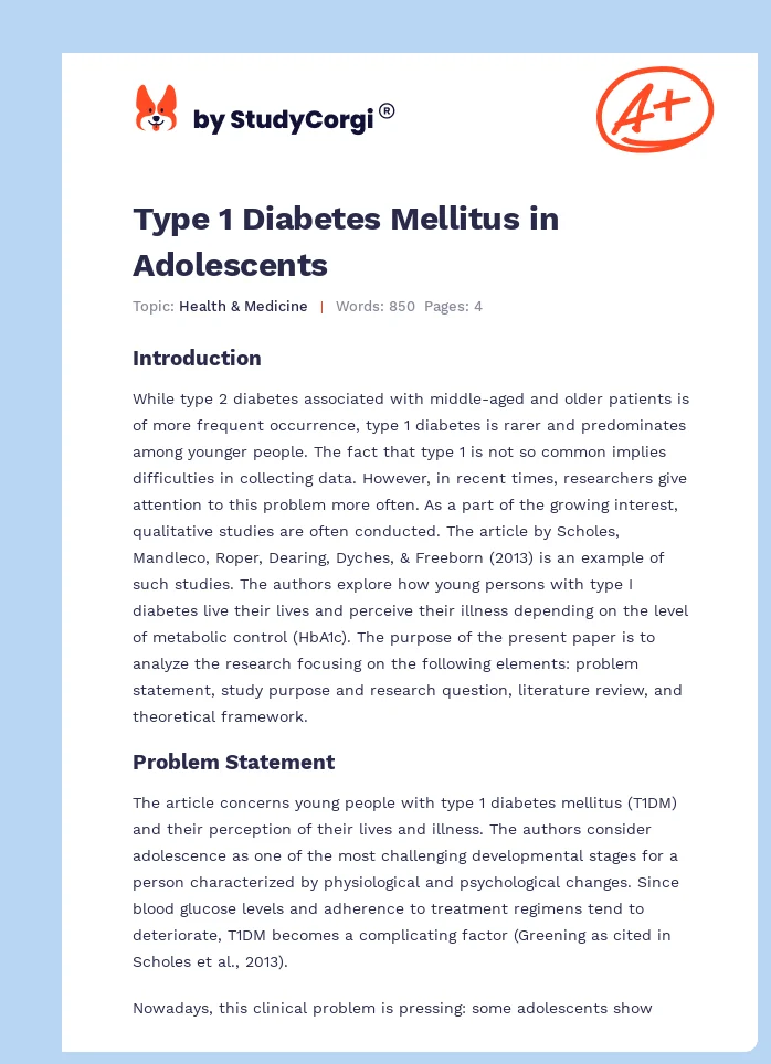 Type 1 Diabetes Mellitus in Adolescents. Page 1