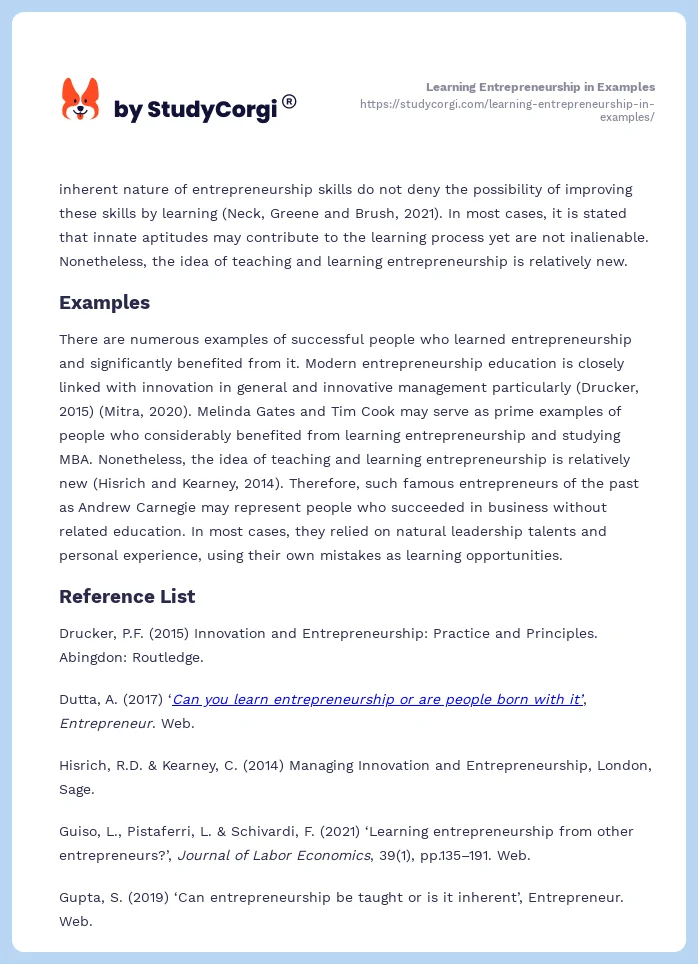 Learning Entrepreneurship in Examples. Page 2
