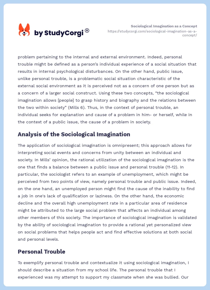 Sociological Imagination as a Concept. Page 2