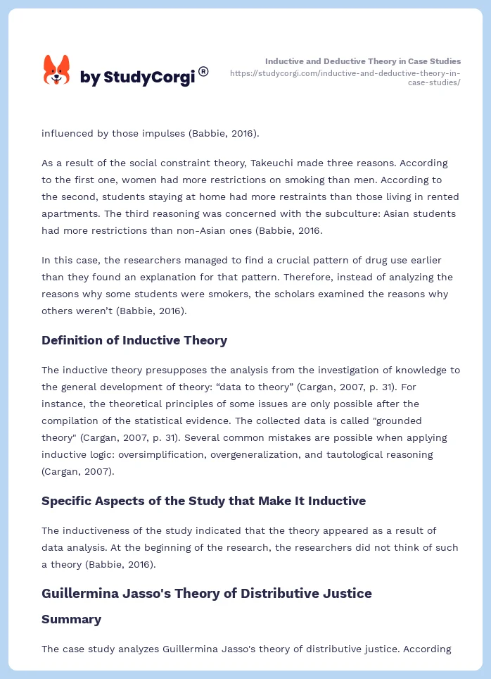 Inductive and Deductive Theory in Case Studies. Page 2