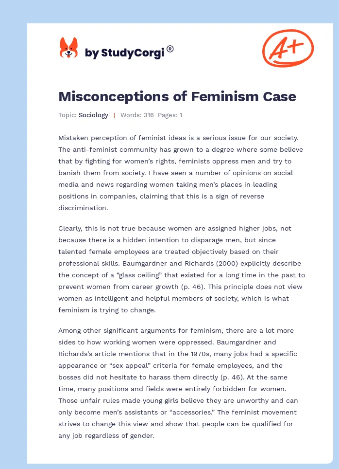 Misconceptions of Feminism Case. Page 1