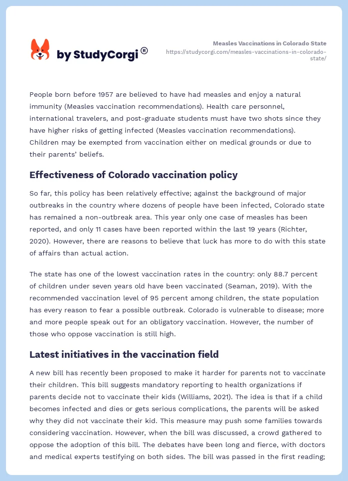 Measles Vaccinations in Colorado State. Page 2