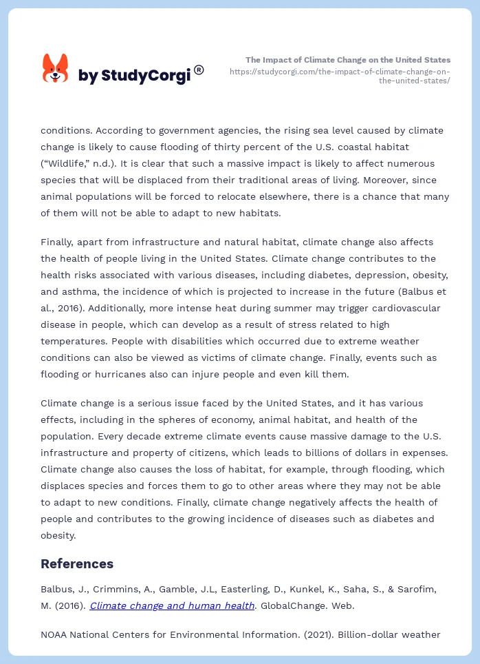 The Impact of Climate Change on the United States. Page 2
