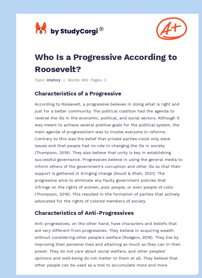 Who Is a Progressive According to Roosevelt?. Page 1