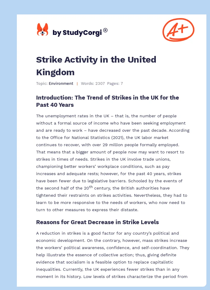 Strike Activity in the United Kingdom. Page 1