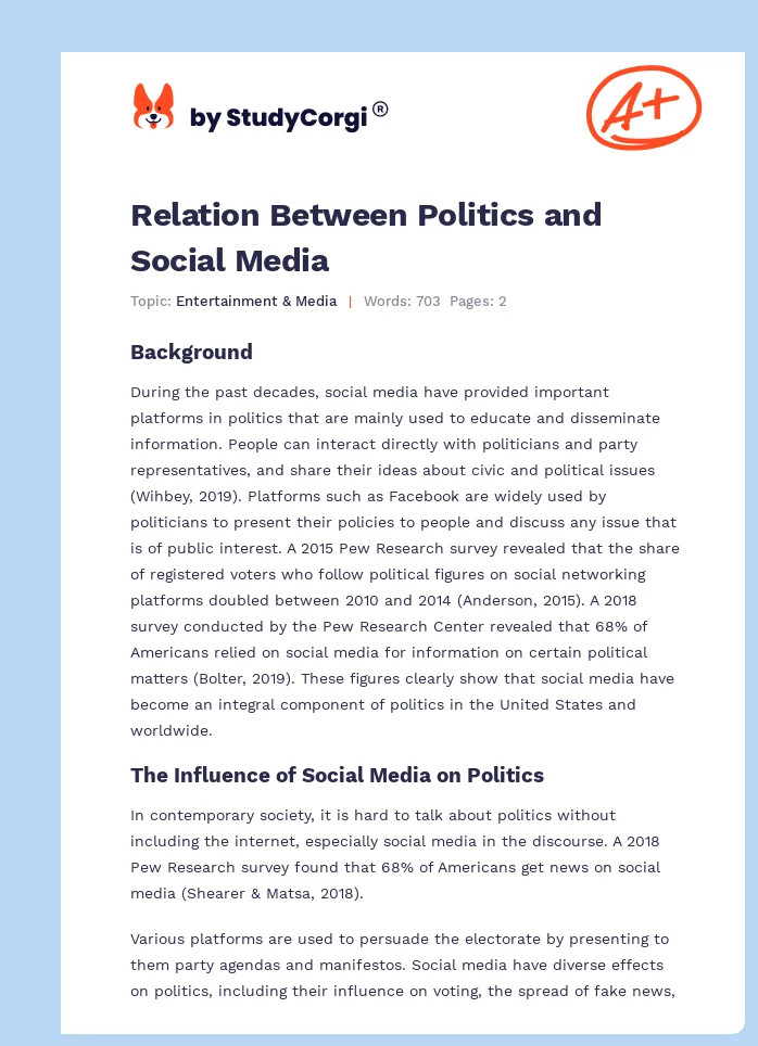 Relation Between Politics and Social Media. Page 1