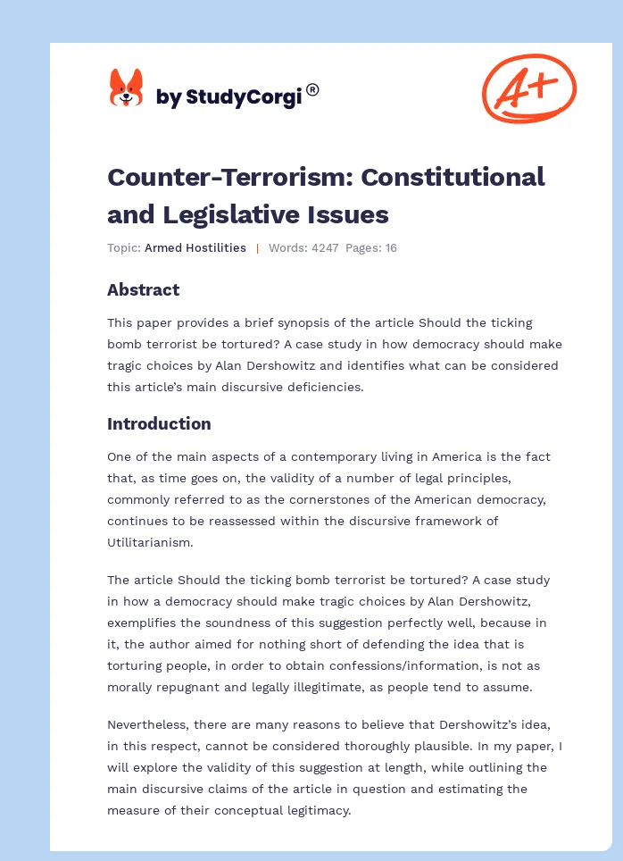Counter-Terrorism: Constitutional and Legislative Issues. Page 1