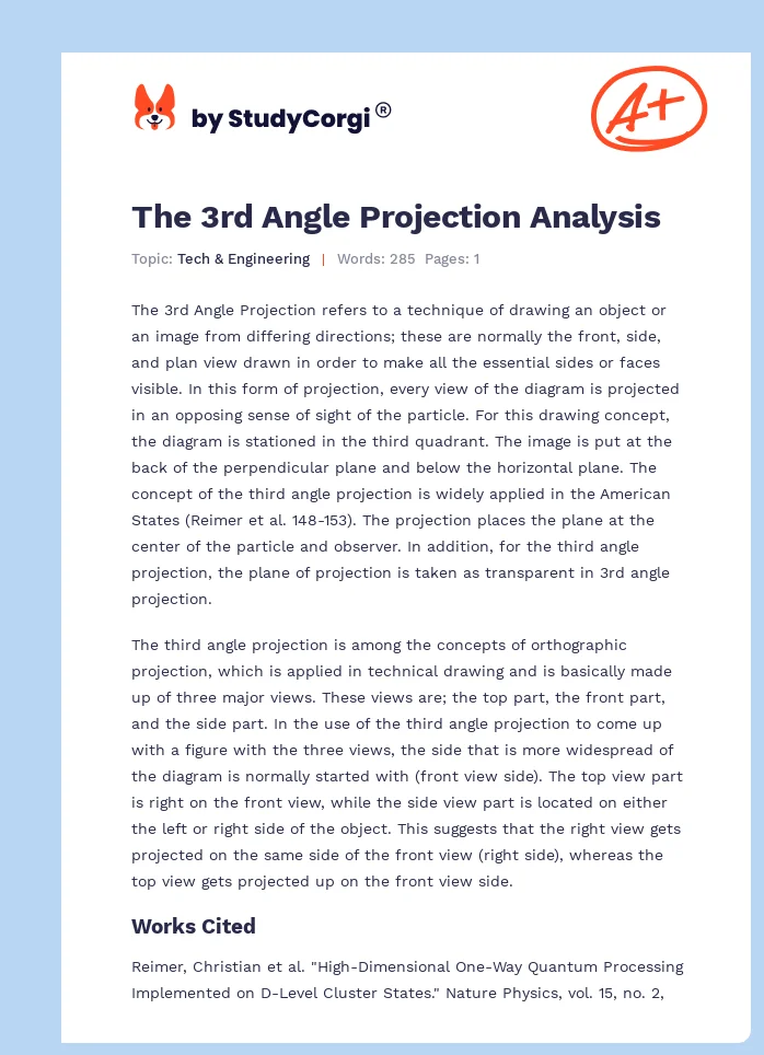 The 3rd Angle Projection Analysis. Page 1