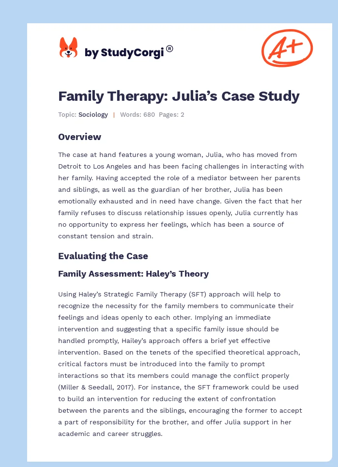 Family Therapy: Julia’s Case Study. Page 1