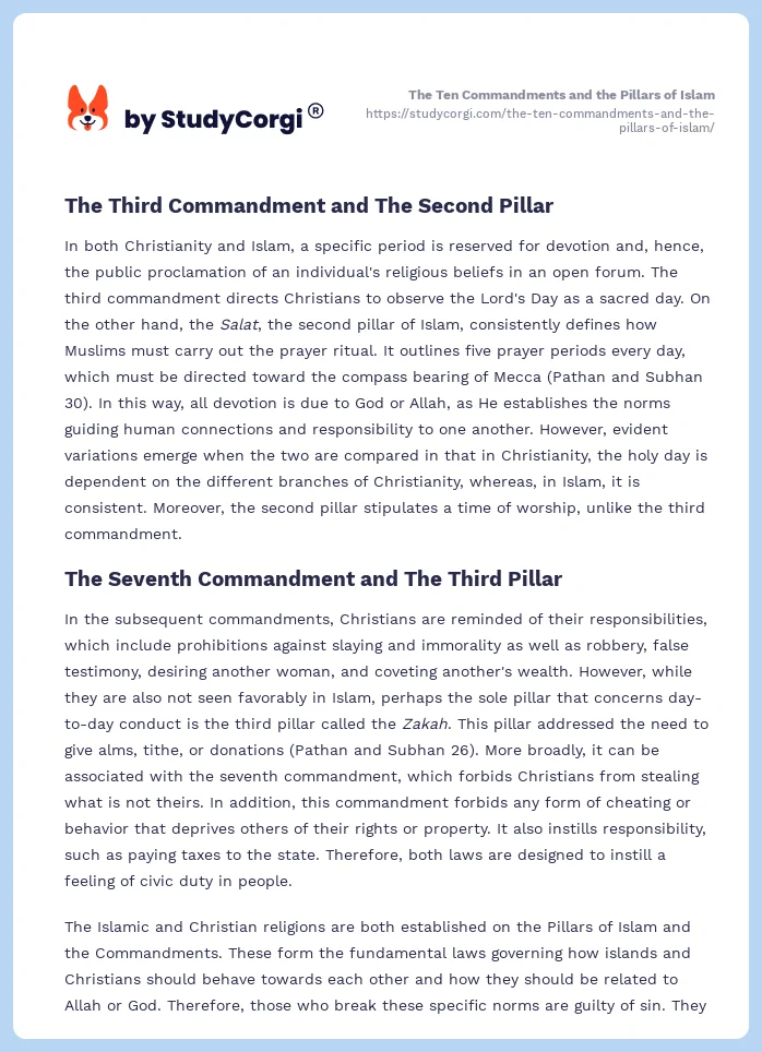 The Ten Commandments and the Pillars of Islam. Page 2