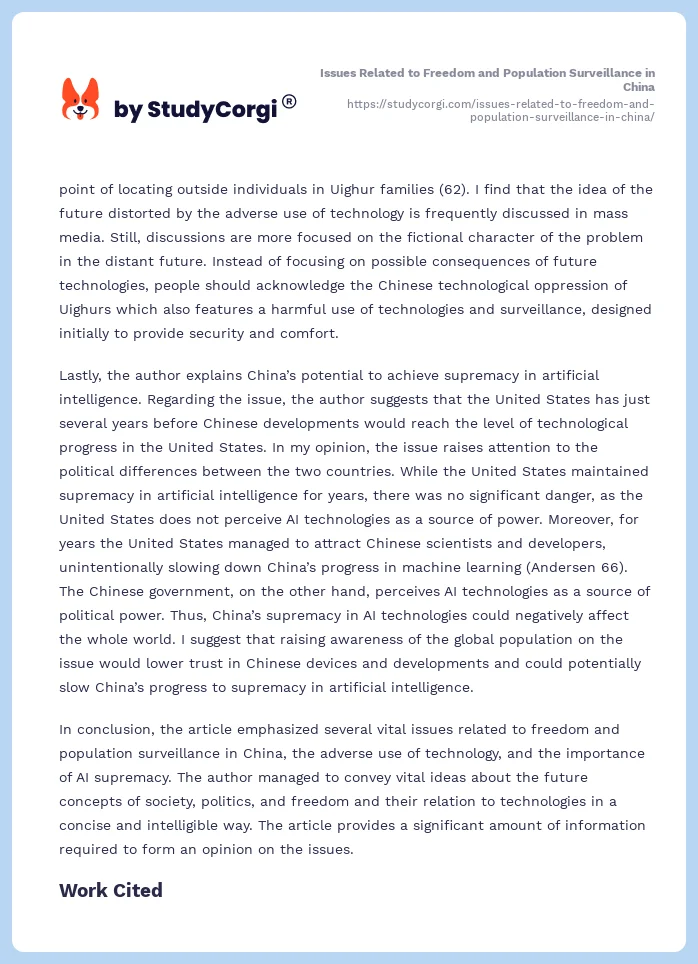 Issues Related to Freedom and Population Surveillance in China. Page 2