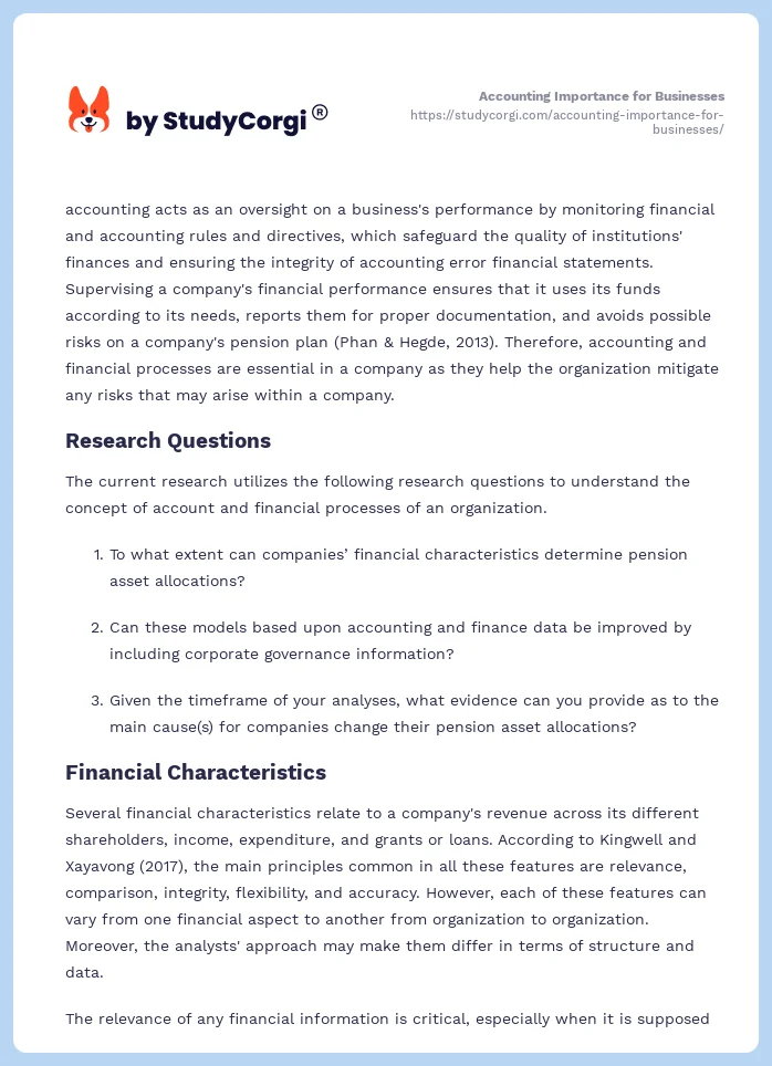 Accounting Importance for Businesses. Page 2