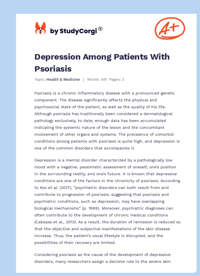 Depression Among Patients With Psoriasis. Page 1