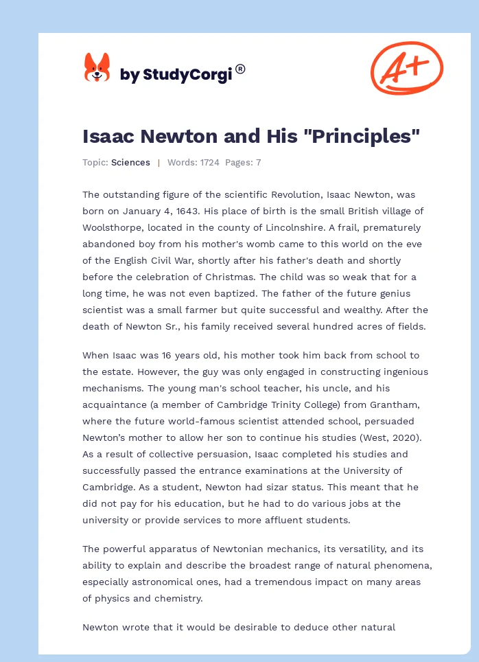 Isaac Newton and His "Principles". Page 1