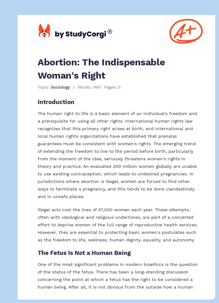 Abortion: The Indispensable Woman's Right. Page 1