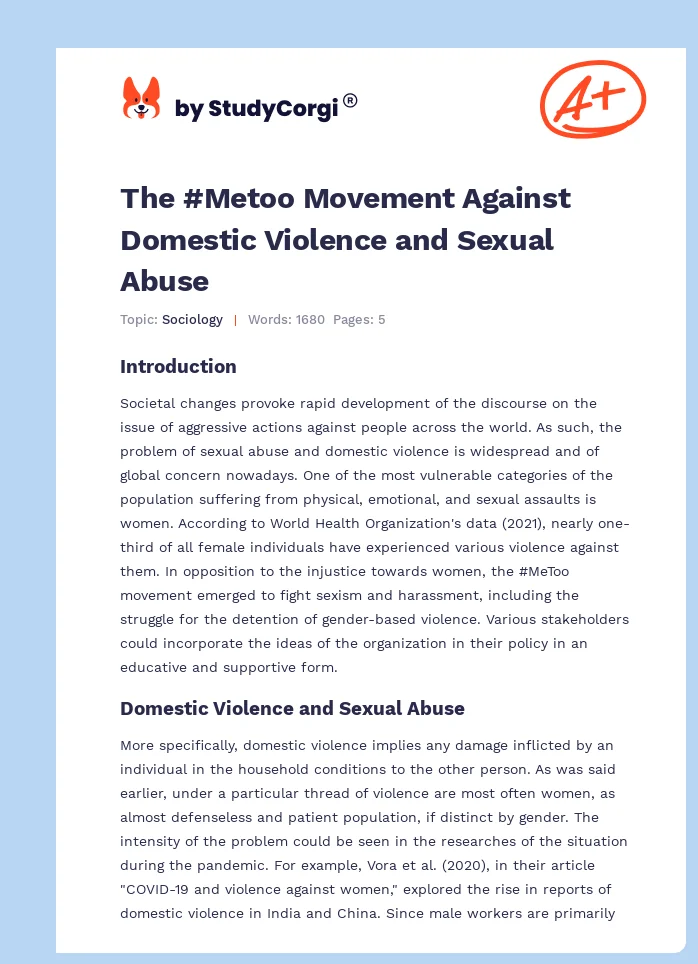 The #Metoo Movement Against Domestic Violence and Sexual Abuse. Page 1
